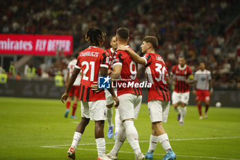 2024-08-13 - Luka Jovic of AC Milan  celebrates with team mate during AC Milan vs AC Monza , 2° edition of 