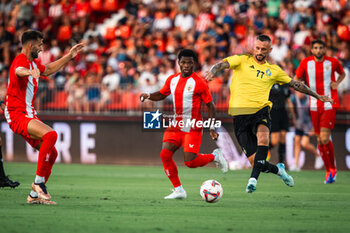 2024-08-08 - Marcelo Brozovic of Al Nassr and Leo Baptistao and Largie Ramazani of UD Almeria during the Friendly football match between UD Almeria and Al-Nassr on 8 August 2024 at Power Horse Stadium in Almeria, Spain - FOOTBALL - FRIENDLY GAME - ALMERIA V AL NASSR - FRIENDLY MATCH - SOCCER