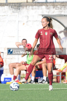 2024-08-13 - Frederikke ThoGersen (AS Roma Women)  during the friendly match AS Roma Women - Napoli Femminile at the Domenico Bartolani stadium in Cisterna di Latina (LT) on 13 August 2024. - ROMA WOMEN VS NAPOLI FEMMINILE - FRIENDLY MATCH - SOCCER