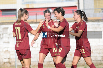 2024-08-13 - Valentina Giacinti (AS Roma Women) celebrates after scoring the goal 1-0 during the friendly match AS Roma Women - Napoli Femminile at the Domenico Bartolani stadium in Cisterna di Latina (LT) on 13 August 2024. - ROMA WOMEN VS NAPOLI FEMMINILE - FRIENDLY MATCH - SOCCER