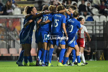 2024-10-25 - Cristiana Girelli (ITA) celebrates after scoring the gol of 1-0 during the women's international friendly match between Italy and Malta FA at the Tre Fontane Stadium on October 25, 2024 in Rome, Italy. - ITALY WOMEN VS MALTA WOMEN - FRIENDLY MATCH - SOCCER