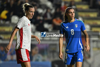 2024-10-25 - Emma Lipman (MLT) and Agnese Bonfantini (ITA) iduring the women's international friendly match between Italy and Malta FA at the Tre Fontane Stadium on October 25, 2024 in Rome, Italy. - ITALY WOMEN VS MALTA WOMEN - FRIENDLY MATCH - SOCCER