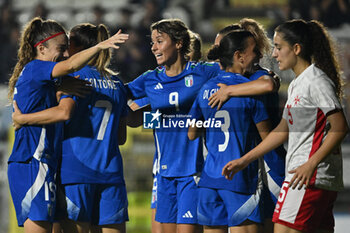 2024-10-25 - Sofia Cantore (ITA) celebrates after scoring the gol of 2-0 during the women's international friendly match between Italy and Malta FA at the Tre Fontane Stadium on October 25, 2024 in Rome, Italy. - ITALY WOMEN VS MALTA WOMEN - FRIENDLY MATCH - SOCCER