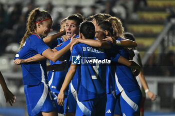 2024-10-25 - Sofia Cantore (ITA) celebrates after scoring the gol of 2-0 during the women's international friendly match between Italy and Malta FA at the Tre Fontane Stadium on October 25, 2024 in Rome, Italy. - ITALY WOMEN VS MALTA WOMEN - FRIENDLY MATCH - SOCCER