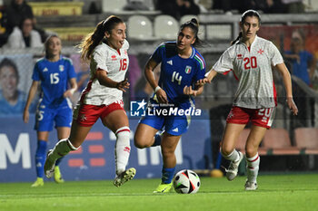 2024-10-25 - Charlene Zammit (MLT), Chiara Beccari (ITA) and Nicole Sciberras (MLT) in action during the women's international friendly match between Italy and Malta FA at the Tre Fontane Stadium on October 25, 2024 in Rome, Italy. - ITALY WOMEN VS MALTA WOMEN - FRIENDLY MATCH - SOCCER