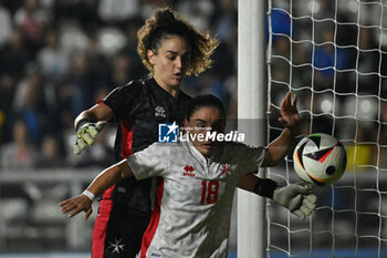 2024-10-25 - Patricia Ebejer (MLT) and Emma Xuereb (MLT) in action during the women's international friendly match between Italy and Malta FA at the Tre Fontane Stadium on October 25, 2024 in Rome, Italy. - ITALY WOMEN VS MALTA WOMEN - FRIENDLY MATCH - SOCCER