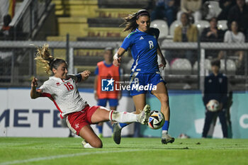 2024-10-25 - Charlene Zammit (MLT) and Agnese Bonfantini (ITA) in action during the women's international friendly match between Italy and Malta FA at the Tre Fontane Stadium on October 25, 2024 in Rome, Italy. - ITALY WOMEN VS MALTA WOMEN - FRIENDLY MATCH - SOCCER