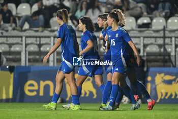 2024-10-25 - Italy team celebrates after scoring the gol of 4-0 in action during the women's international friendly match between Italy and Malta FA at the Tre Fontane Stadium on October 25, 2024 in Rome, Italy. - ITALY WOMEN VS MALTA WOMEN - FRIENDLY MATCH - SOCCER