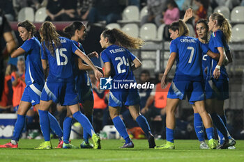 2024-10-25 - Italy team celebrates after scoring the gol of 4-0 in action during the women's international friendly match between Italy and Malta FA at the Tre Fontane Stadium on October 25, 2024 in Rome, Italy. - ITALY WOMEN VS MALTA WOMEN - FRIENDLY MATCH - SOCCER