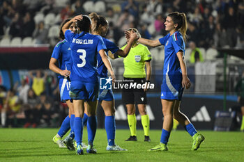 2024-10-25 - Sofia Cantore (ITA) celebrates after scoring the gol of 5-0 during the women's international friendly match between Italy and Malta FA at the Tre Fontane Stadium on October 25, 2024 in Rome, Italy. - ITALY WOMEN VS MALTA WOMEN - FRIENDLY MATCH - SOCCER