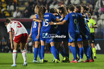 2024-10-25 - Sofia Cantore (ITA) celebrates after scoring the gol of 5-0 during the women's international friendly match between Italy and Malta FA at the Tre Fontane Stadium on October 25, 2024 in Rome, Italy. - ITALY WOMEN VS MALTA WOMEN - FRIENDLY MATCH - SOCCER