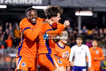 2024-11-18 - Thom van Bergen of Netherlands celebrates after scoring 1-1 with Noah Ohio during the U21 International Friendly football match between Netherlands and England on November 18, 2024 at Yanmar Stadion in Almere, Netherlands - FOOTBALL - UNDER 21 FRIENDLY GAME - NETHERLANDS V ENGLAND - FRIENDLY MATCH - SOCCER