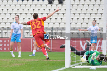 2024-02-07 - Elena Linari (AS Roma Women); celebrates after scoring the goal 2-0 during the Italian women's  Italian Cup 2023/2024 match between AS Roma Women vs SSC Napoli Women at the Tre Fontane stadium in Rome on 0t February 2024. - AS ROMA VS NAPOLI FEMMINILE - WOMEN ITALIAN CUP - SOCCER