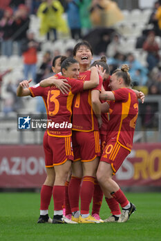 2024-03-10 - Emilie Haavi (AS Roma Women); celebrates after scoring the goal 1-0 during the Italian women's  Italian Cup 2023/2024 match between AS Roma Women vs AC Milan at the Tre Fontane stadium in Rome on 10 March 2024. - ROMA WOMEN VS MILAN - WOMEN ITALIAN CUP - SOCCER