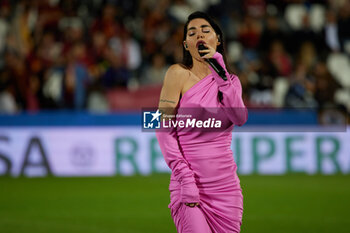 2024-05-24 - Bianca Atzei sings during the Italy Cup women final match between AS Roma Women and AC Fiorentina Women at Stadio Dino Manuzzi on May 24, 2024 in Cesena, Italy. ©Photo: Cinzia Camela. - FINAL - AS ROMA VS ACF FIORENTINA - WOMEN ITALIAN CUP - SOCCER