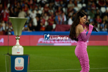 2024-05-24 - Bianca Atzei sings during the Italy Cup women final match between AS Roma Women and AC Fiorentina Women at Stadio Dino Manuzzi on May 24, 2024 in Cesena, Italy. ©Photo: Cinzia Camela. - FINAL - AS ROMA VS ACF FIORENTINA - WOMEN ITALIAN CUP - SOCCER