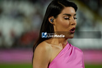 2024-05-24 - Bianca Atzei sings during the Italy Cup women final match between AS Roma Women and AC Fiorentina Women at Stadio Dino Manuzzi on May 24, 2024 in Cesena, Italy. ©Photo: Cinzia Camela. - FINAL - AS ROMA VS ACF FIORENTINA - WOMEN ITALIAN CUP - SOCCER