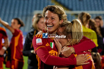 2024-05-24 - Valentina Giacinti and Giada Greggi of AS Roma, celebrate after winning the Women Italy Cup match against ACF Fiorentina at Dino Manuzzi Stadium on May 24, 2024 in Cesena, Italy. ©Photo: Cinzia Camela. - FINAL - AS ROMA VS ACF FIORENTINA - WOMEN ITALIAN CUP - SOCCER