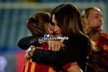 2024-05-24 - AS Roma player Emilie Haavi and Head of AS Roma women's football Elisabetta 'Betty' Bavagnoli celebrate the win after the Women Supercup match betweeen AS Roma and ACF Fiorentina at Dino Manuzzi Stadium on May 24, 2024 in Cesena, Italy. - FINAL - AS ROMA VS ACF FIORENTINA - WOMEN ITALIAN CUP - SOCCER