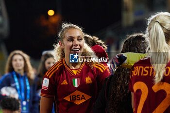 2024-05-24 - Alayah Pilgrim of Roma celebrates for winning the Italian Cup during the Italy Cup women final match between AS Roma Women and AC Fiorentina Women at Stadio Dino Manuzzi on May 24, 2024 in Cesena, Italy. ©Photo: Cinzia Camela. - FINAL - AS ROMA VS ACF FIORENTINA - WOMEN ITALIAN CUP - SOCCER