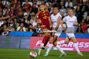 2024-05-24 - Alayah Pilgrim of AS Roma, Emma Scou Farge and Marina Georgieva of Fiorentina compete for the ball during the match between AS Roma v ACF Fiorentina at Dino Manuzzi Stadium on May 24, 2024 in Cesena, Italy. ©Photo: Cinzia Camela. - FINAL - AS ROMA VS ACF FIORENTINA - WOMEN ITALIAN CUP - SOCCER