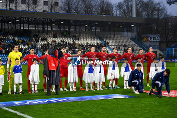 2024-03-26 - Turkiye Lineup and the referee trio under the alignment arc - EURO 2025 U21 - QUALIFYING - ITALY VS TURKEY - UEFA EUROPEAN - SOCCER