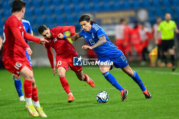 2024-03-26 - Italy’s Riccardo Calafiori portrait in action - EURO 2025 U21 - QUALIFYING - ITALY VS TURKEY - UEFA EUROPEAN - SOCCER