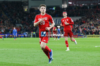2024-03-21 - Daniel James of Wales celebrates his goal 4-1 during the UEFA Euro 2024, Play-off football match between Wales and Finland on 21 March 2024 at Cardiff City Stadium in Cardiff, Wales - FOOTBALL - EURO 2024 - PLAY OFF - WALES V FINLAND - UEFA EUROPEAN - SOCCER
