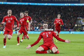 2024-03-21 - Neco Williams of Wales celebrates his goal 2-0 during the UEFA Euro 2024, Play-off football match between Wales and Finland on 21 March 2024 at Cardiff City Stadium in Cardiff, Wales - FOOTBALL - EURO 2024 - PLAY OFF - WALES V FINLAND - UEFA EUROPEAN - SOCCER