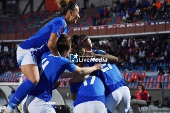 2024-04-05 - Italy's Agnese Bonfantini e Michela Cambiaghi celebrate during the Women's European Qualifiers 2025 match 
Italy vs Us Netherlands at the Gigi Marulla Stadium in Cosenza, Italy on 
April 5, 2024 - WOMEN'S EURO 2025 - ITALY VS NETHERLANDS - UEFA EUROPEAN - SOCCER