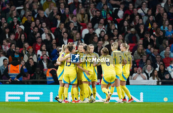 2024-04-05 - Fridolina Rolfo of Sweden celebrating her goal to make it 1-1 during the UEFA Women's Euro 2025, Qualifiers football match between England and Sweden on 5 April 2024 at Wembley Stadium in London, England - FOOTBALL - WOMEN'S EURO 2025 - QUALIFYING - ENGLAND V SWEDEN - UEFA EUROPEAN - SOCCER