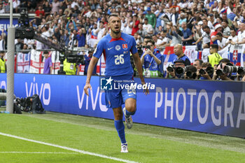 2024-06-30 - Slovakia Ivan Schranz celebrates his goal 0-1 during the UEFA Euro 2024, Round of 16 football match between England and Slovakia on 30 June 2024 at Veltins-Arena in Gelsenkirchen, Germany - FOOTBALL - EURO 2024 - 1/8 - ENGLAND V SLOVAKIA - UEFA EUROPEAN - SOCCER