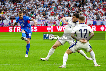 2024-07-01 - Juraj Kucka of Slovakia shoots during the UEFA Euro 2024, Round of 16 football match between England and Slovakia on 30 June 2024 at Veltins-Arena in Gelsenkirchen, Germany - FOOTBALL - EURO 2024 - 1/8 - ENGLAND V SLOVAKIA - UEFA EUROPEAN - SOCCER