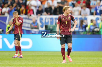 2024-07-01 - Kevin De Bruyne of Belgium looks dejected during the UEFA Euro 2024, Round of 16 football match between France and Belgium on 1 July 2024 at Merkur Spiel-Arena in Dusseldorf, Germany - FOOTBALL - EURO 2024 - 1/8 - FRANCE V BELGIUM - UEFA EUROPEAN - SOCCER