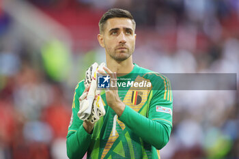 2024-07-01 - Goalkeeper Koen Casteels of Belgium looks dejected at full time during the UEFA Euro 2024, Round of 16 football match between France and Belgium on 1 July 2024 at Merkur Spiel-Arena in Dusseldorf, Germany - FOOTBALL - EURO 2024 - 1/8 - FRANCE V BELGIUM - UEFA EUROPEAN - SOCCER