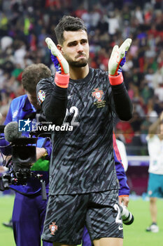 2024-07-01 - Goalkeeper Diogo Costa of Portugal celebrates after the penalty shoot-out during the UEFA Euro 2024, Round of 16 football match between Portugal and Slovenia on 1July 2024 at Deutsche Bank Park in Frankfurt, Germany - FOOTBALL - EURO 2024 - 1/8 - PORTUGAL V SLOVENIA - UEFA EUROPEAN - SOCCER