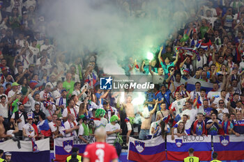 2024-07-01 - Fans of Slovenia during the UEFA Euro 2024, Round of 16 football match between Portugal and Slovenia on 1July 2024 at Deutsche Bank Park in Frankfurt, Germany - FOOTBALL - EURO 2024 - 1/8 - PORTUGAL V SLOVENIA - UEFA EUROPEAN - SOCCER