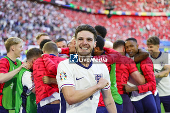 2024-07-07 - Declan Rice of England celebrates at full time during the UEFA Euro 2024, Quarter-finals football match between England and Switzerland on July 6, 2024 at Merkur Spiel-Arena in Düsseldorf, Germany - FOOTBALL - EURO 2024 - 1/4 - ENGLAND V SWITZERLAND - UEFA EUROPEAN - SOCCER