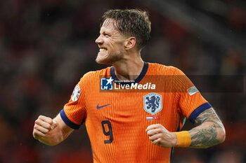 2024-07-06 - Wout Weghorst of Netherlands is celebrating the win during the UEFA Euro 2024, Quarter-finals football match between Netherlands and Turkiye on July 6, 2024 at Olympiastadion in Berlin, Germany - FOOTBALL - EURO 2024 - 1/4 - NETHERLANDS V TURKIYE - UEFA EUROPEAN - SOCCER