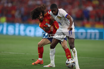 2024-07-09 - Munich , Germany 09.07.2024: Marc Cucurella of Spain, Ousmane Dembele of France during the UEFA EURO 2024 semi-finals, football match between Spain vs France at Munich Football Allianz Arena - UEFA EURO 2024 - SEMIFINALS - SPAIN VS FRANCE  - UEFA EUROPEAN - SOCCER