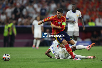 2024-07-09 - Munich , Germany 09.07.2024: Alvaro Morata of Spain, Aurelien Tchouameni of France \during the UEFA EURO 2024 semi-finals, football match between Spain vs France at Munich Football Allianz Arena - UEFA EURO 2024 - SEMIFINALS - SPAIN VS FRANCE  - UEFA EUROPEAN - SOCCER