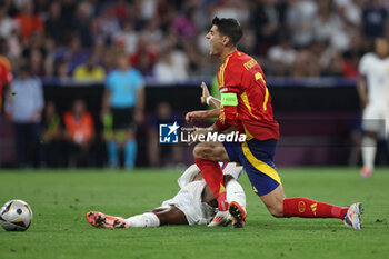 2024-07-09 - Munich , Germany 09.07.2024: Alvaro Morata of Spain, Aurelien Tchouameni of France \during the UEFA EURO 2024 semi-finals, football match between Spain vs France at Munich Football Allianz Arena - UEFA EURO 2024 - SEMIFINALS - SPAIN VS FRANCE  - UEFA EUROPEAN - SOCCER