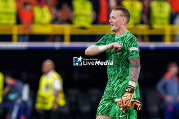 2024-07-10 - Jordan Pickford of England celebrates after the UEFA Euro 2024, Semi-finals football match between Netherlands and England on 10 July 2024 at Signal Iduna Park in Dortmund, Germany - FOOTBALL - EURO 2024 - 1/2 - NETHERLANDS V ENGLAND - UEFA EUROPEAN - SOCCER