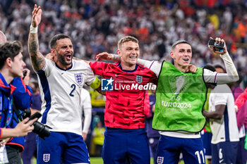 2024-07-10 - Kyle Walker, Kieran Trippier, Phil Foden of England celebrate after the UEFA Euro 2024, Semi-finals football match between Netherlands and England on 10 July 2024 at Signal Iduna Park in Dortmund, Germany - FOOTBALL - EURO 2024 - 1/2 - NETHERLANDS V ENGLAND - UEFA EUROPEAN - SOCCER