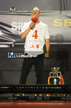 2024-07-15 - Spanish player Dani Olmo seen singing during the celebration of the Spanish national football team for the victory of the UEFA Euro 2024 title at Plaza de Cibeles on May 12, 2024 in Madrid, Spain. - SPAIN CELEBRATION UEFA EURO 2024 WIN - UEFA EUROPEAN - SOCCER