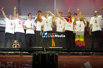 2024-07-15 - Spanish players with Alvaro Morata in the middle seen celebrating during the celebration of the Spanish national football team for the victory of the UEFA Euro 2024 title at Plaza de Cibeles on May 12, 2024 in Madrid, Spain. - SPAIN CELEBRATION UEFA EURO 2024 WIN - UEFA EUROPEAN - SOCCER