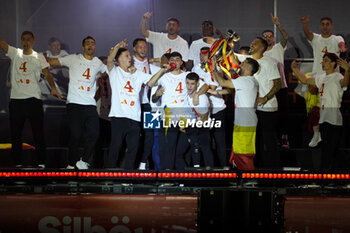 2024-07-15 - Spanish player Pedro Gonzalez Lopez (Pedri) (C) seen celebrating with his teammates during the celebration of the Spanish national football team for the victory of the UEFA Euro 2024 title at Plaza de Cibeles on May 12, 2024 in Madrid, Spain. - SPAIN CELEBRATION UEFA EURO 2024 WIN - UEFA EUROPEAN - SOCCER