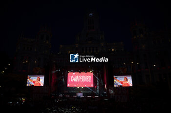 2024-07-15 - A night view of the stage during the celebration of the Spanish national football team for the victory of the UEFA Euro 2024 title at Plaza de Cibeles on May 12, 2024 in Madrid, Spain. - SPAIN CELEBRATION UEFA EURO 2024 WIN - UEFA EUROPEAN - SOCCER