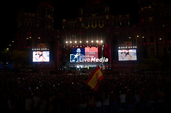 2024-07-15 - A night view of the stage during the celebration of the Spanish national football team for the victory of the UEFA Euro 2024 title at Plaza de Cibeles on May 12, 2024 in Madrid, Spain. - SPAIN CELEBRATION UEFA EURO 2024 WIN - UEFA EUROPEAN - SOCCER