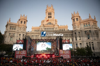 2024-07-15 - A view of the stage during the celebration of the Spanish national football team for the victory of the UEFA Euro 2024 title at Plaza de Cibeles on May 12, 2024 in Madrid, Spain. - SPAIN CELEBRATION UEFA EURO 2024 WIN - UEFA EUROPEAN - SOCCER